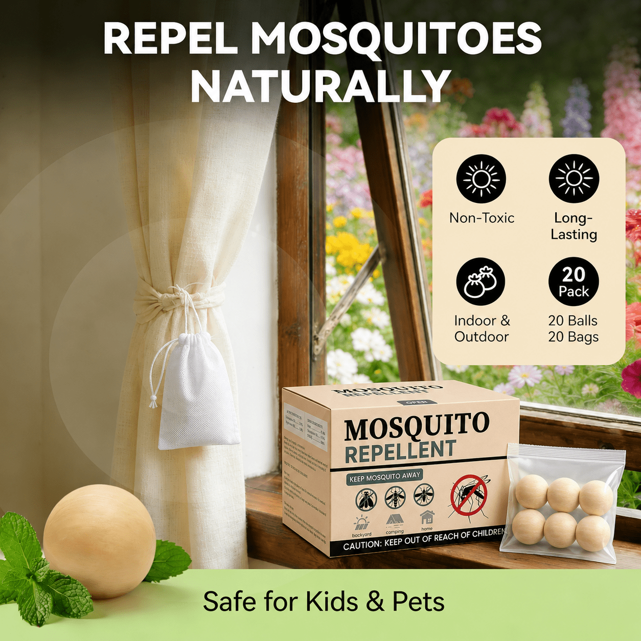 VKY Mosquito Repellent Outdoor Balls, 72 Count Bug Repellent for Patio, Garden and RV Trips