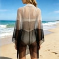 thumbnail image 7 of Hesxuno Mesh Summer Cardigans for Women Longline Beach Open Front Cover Up Fringe Boho Casual Kimono Cardigan Swimwear Bikini Coverup Black Free Size, 7 of 7