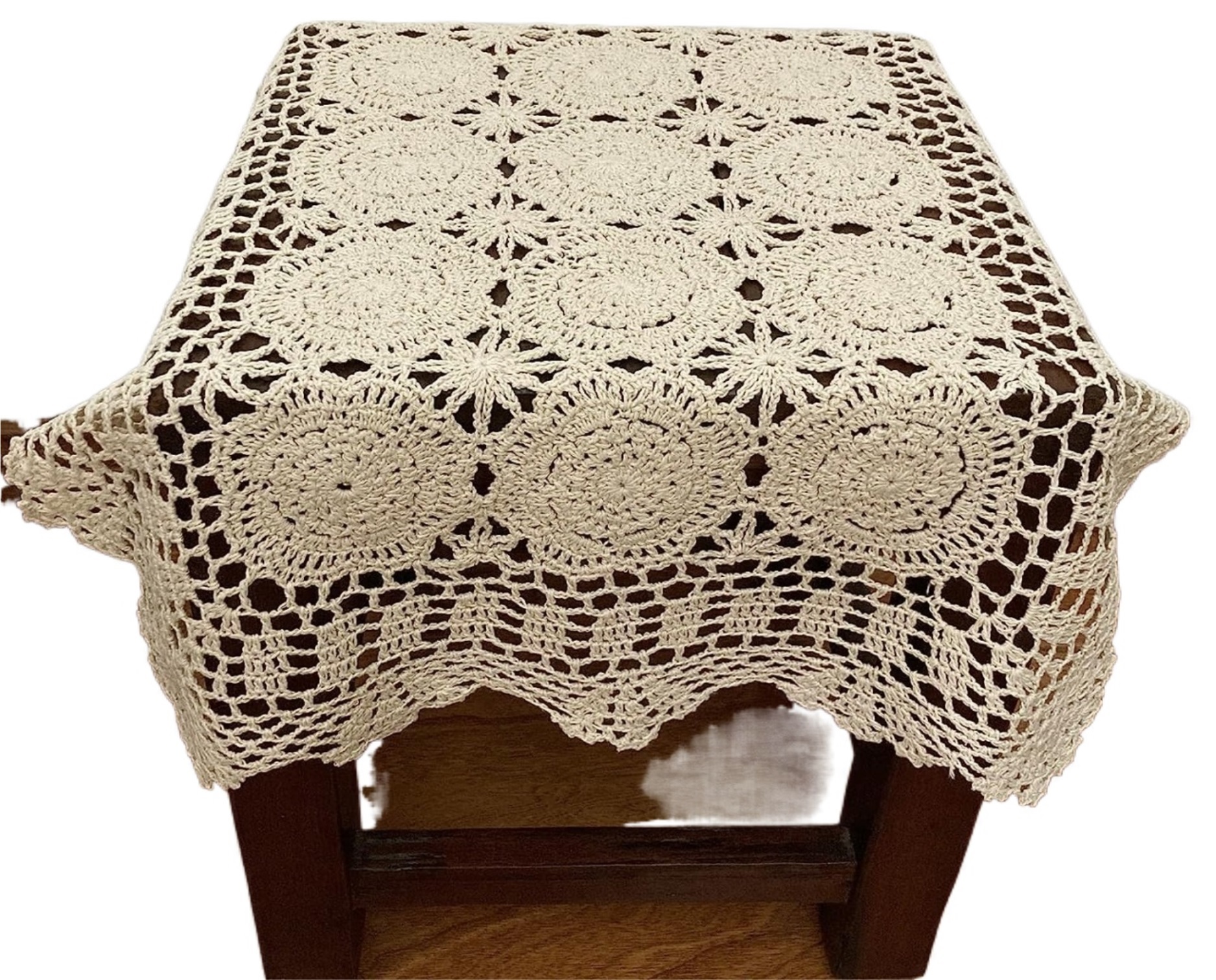 Rectangular Cotton Handwork Crochet Lace Table Runner Cloth Doilies, Table Centerpieces for Dining Room