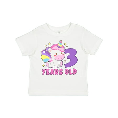 

Inktastic 3 Years Old with Cute Unicorn Birthday Gift Toddler Toddler Girl T-Shirt