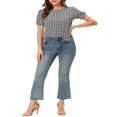 thumbnail image 2 of CHUANK Costume d'Halloween pour Femmes, Blouse d'Été à Carreaux, Col Rond, Manches Courtes Bouffantes, 2 of 5