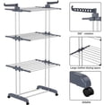 thumbnail image 4 of Clothes Drying Rack, Large 4-Tier Foldable Drying Rack Clothing (67.7H x 19.7W x 30L Inches), Movable with 4 Castors. Multifunctional Stainless Steel Laundry Drying Rack, Blue, 4 of 8