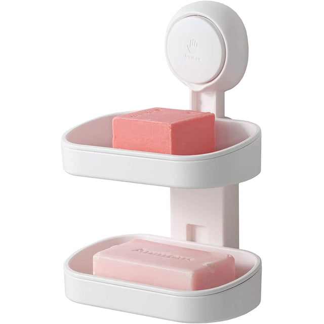 Double Seifenschale mit Saugnapf, Seifenhalter, starker Schwammhalter für Dusche, Badewanne, Badewanne, kein Bohren, abnehmbar