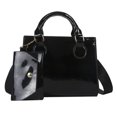thumbnail image 1 of Bolso bandolera de hombro para mujer de dos piezas, pequeño, cuadrado, de cuero artificial, estilo retro, nuevo y a la moda, color negro, 1 of 5