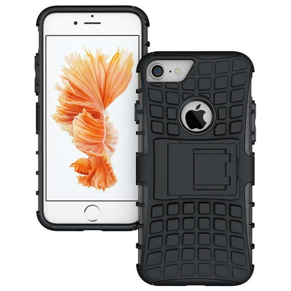 Nakedcellphone BLACK GRENADE GRIP RUGGED TPU SKIN HARD CASE COVER STAND FOR APPLE iPHONE 7/8