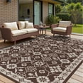 thumbnail image 1 of Outdoor Rug x ft Outdoor Carpet Reversible Floral Patio Rug- Outdoor Area Rug Camping Rug Mat Vintage Plastic Straw Rugs for Patio RV Camping Backyard Picnic Beach Dark, 1 of 6