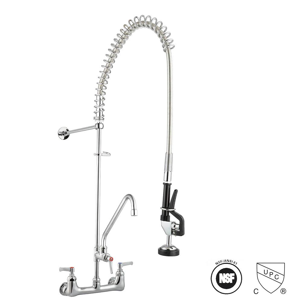 Aquaterior Commercial PreRinse Kitchen Faucet Double Handle Brass Wall