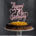 thumbnail image 4 of Topper para pastel AROKIPPRY con brillo color oro rosa para 70.º cumpleaños, 4 of 7