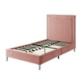 thumbnail image 5 of Inspired Home Raffaele Velvet Platform Bedframe Twin Size Nailhead Trim, Blush, 5 of 9