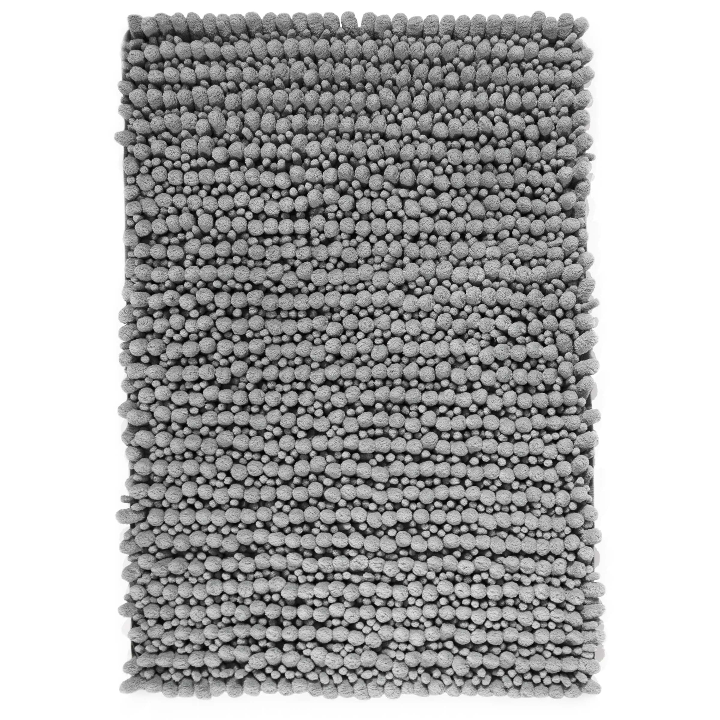 Microdry Chenille Memory Foam Bath Mat, 16" x 24", Light Gray