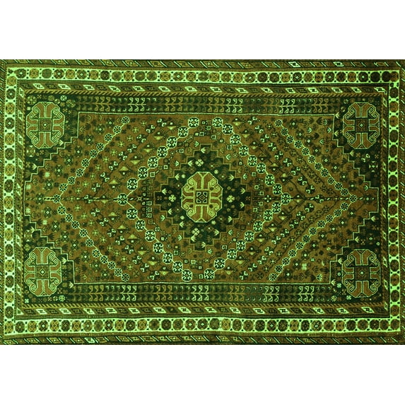 Ahgly Company Indoor Rectangle Persian Green Traditional Area Rugs, 2' x 5'