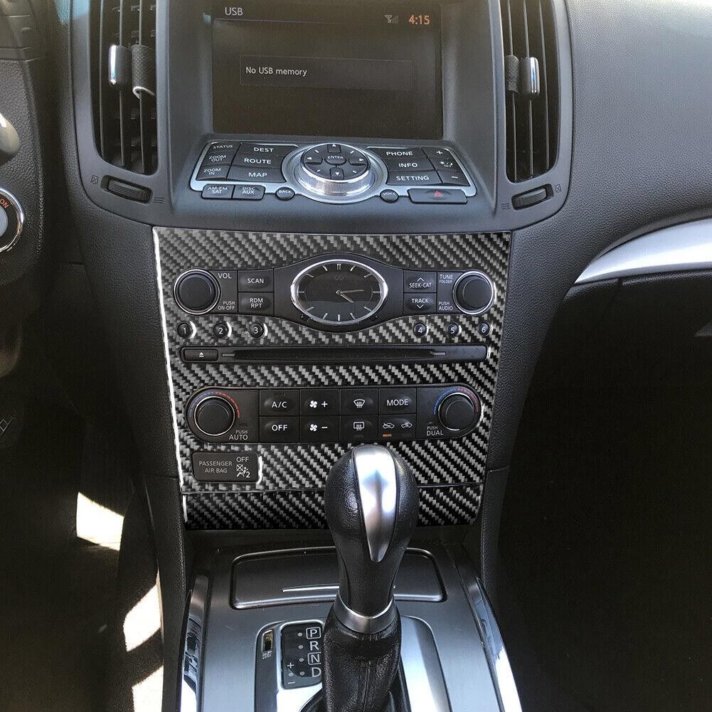 OXILAM Carbon Fiber Interior Trim Kit For Infiniti G37 Sedan 2010-2013 – 16pc Gloss Finish