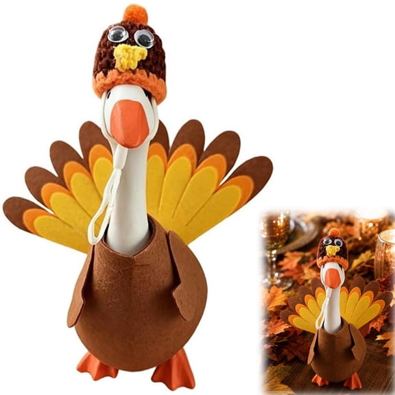 ZOUBAOQ 7 Inch Fall Desk Goose Outfit, Thanksgiving Mini Goose Costume for Desktop Statue, Autumn Table Decor