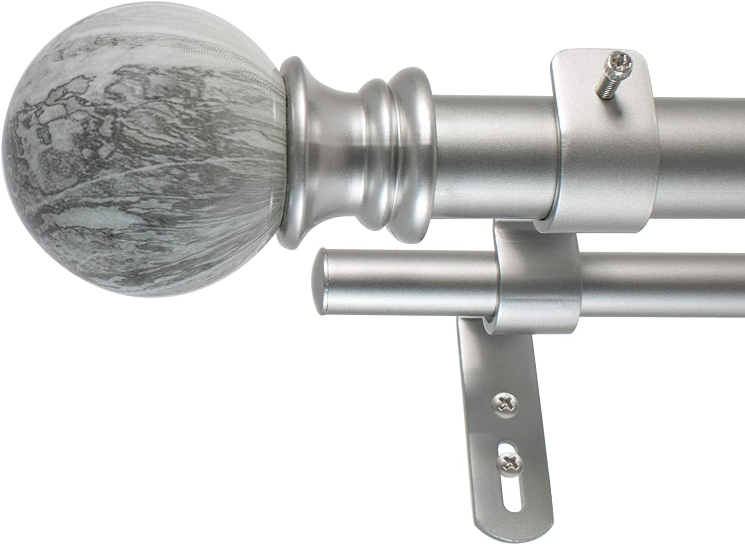 Details about   Decopolitan 30023-AS36 MARBLE BALL DOUBLE CURTAIN ROD SET 36 to 72-Inches, 