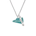 thumbnail image 2 of Delight Jewelry Acrylic 1.25" Teal Cheer Megaphone Silvertone Believe Faith Prayer Hope Bar Charm Necklace, 23", 2 of 4