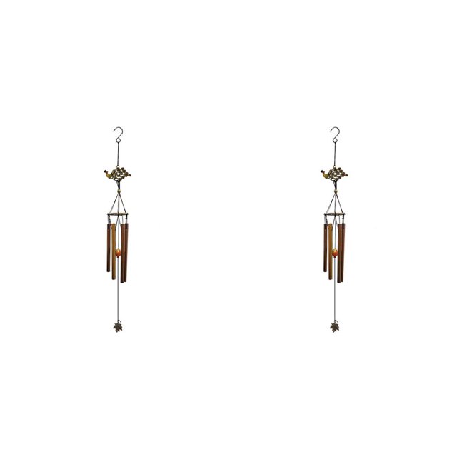 Campanilla de viento Wosthever Tubos de metal Adorno colgante Decoración del hogar Patrón de pavo real 2piezas