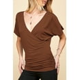 thumbnail image 3 of Made by Johnny Women's V Neck Short Sleeve Wrap Front Drape Dolman Top XXXL RUST, 3 of 6