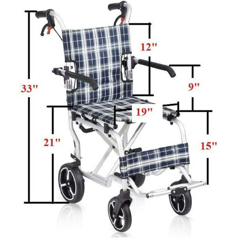 Drive Medical Super Light Folding Transport Wheelchair with Carry Bag