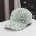 thumbnail image 2 of HuangHuanChen Classic Baseball Cap For Women Men Adjustable Breathable Baseball Cap with Diamond Casual Sports Cap Hat Solid Color Sun Hat Summer New Trendy Light Green One Size, 2 of 6