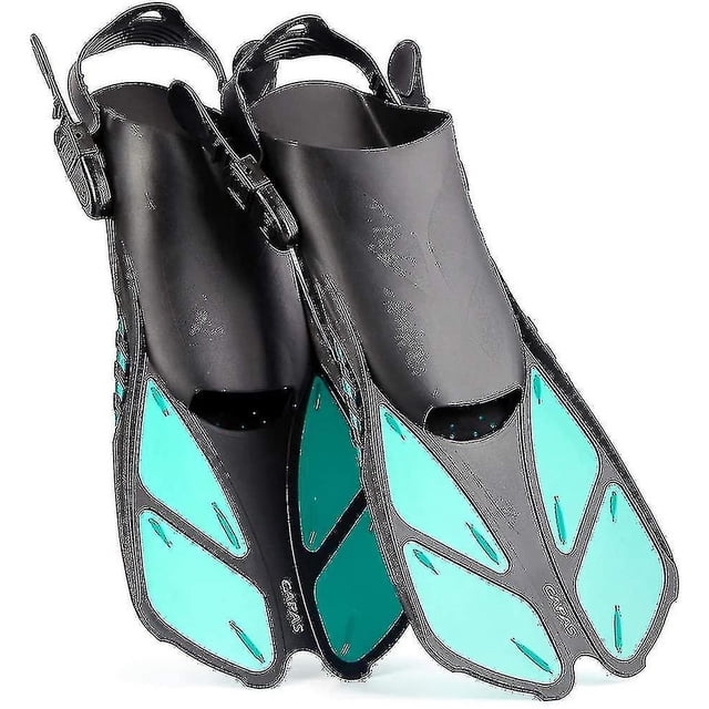 Aletas de snorkel, aletas de natación, tamaño de viaje, cortas, ajustables para snorkel, buceo, adultos, hombres, mujeres, niños, aletas de natación con talón abierto