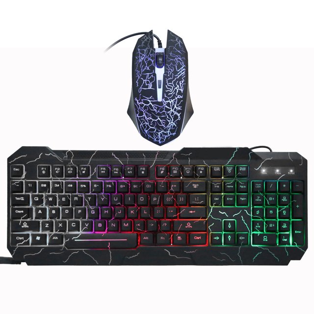 Juego de Teclado y Ratón con Cable ANGGREK Iluminados con Personajes Agrietados