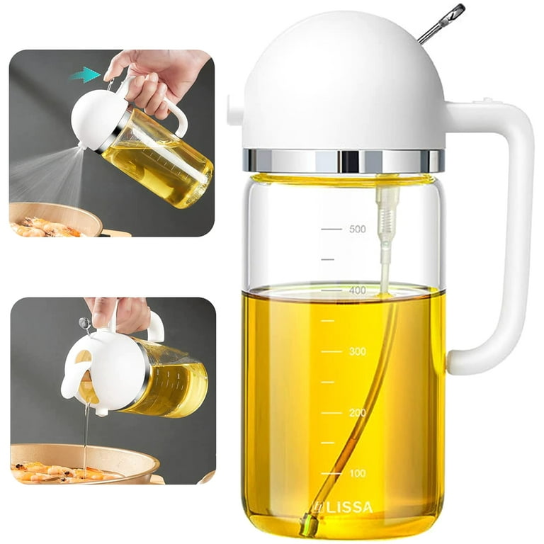 TINMIX Oil Sprayer for Cooking - 2 IN 1 Glass Oil Dispenser & Olive Oil  Mister Sprayer Bottle for Kitchen Frying Grilling Salad BBQ, Large Capacity
