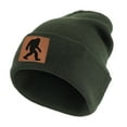 thumbnail image 4 of Bigfoot Leather Patch Acrylic Knit Beanie - Soft Stretchable Sporty Unisex Hat, Daily Comfort & Perfect Gift, 4 of 7