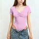thumbnail image 1 of Camiseta deportiva informal de manga corta con cuello en V de color liso para niños, top de poliéster para niños, 1 of 5