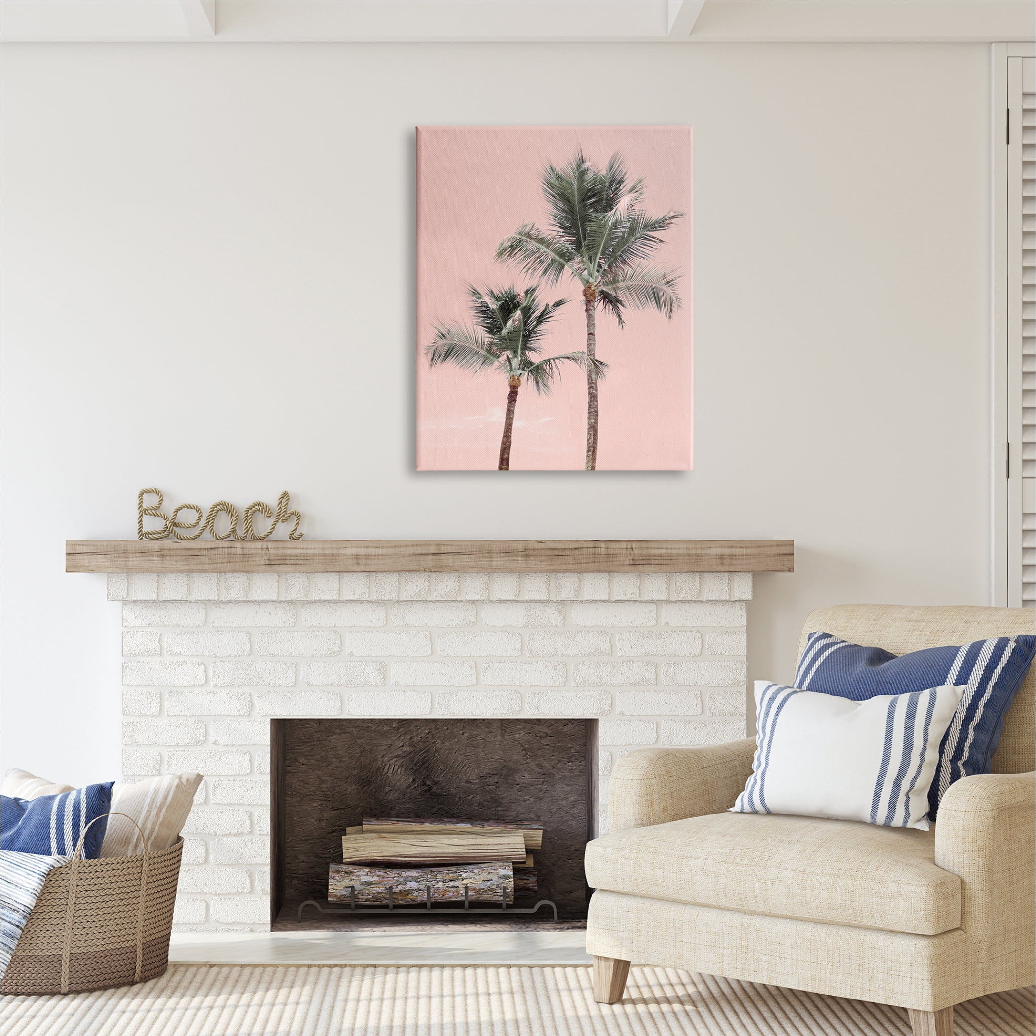Stupell Industries Pink Summer Palm Trees Botanical & Floral Photography Gallery Wrapped Canvas Print Wall Art, 30 x 40