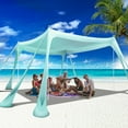 thumbnail image 5 of Beach Canopy Beach Tent Pop Up Shade 10x10ft Sun Shelter UPF50+ with 8 Sandbags-2 Sand Shovel-4 Aluminum Poles-Ground Pegs-Portable Carrying Bag for Outdoor Family Camping Fishing Yard Picnic, 5 of 9