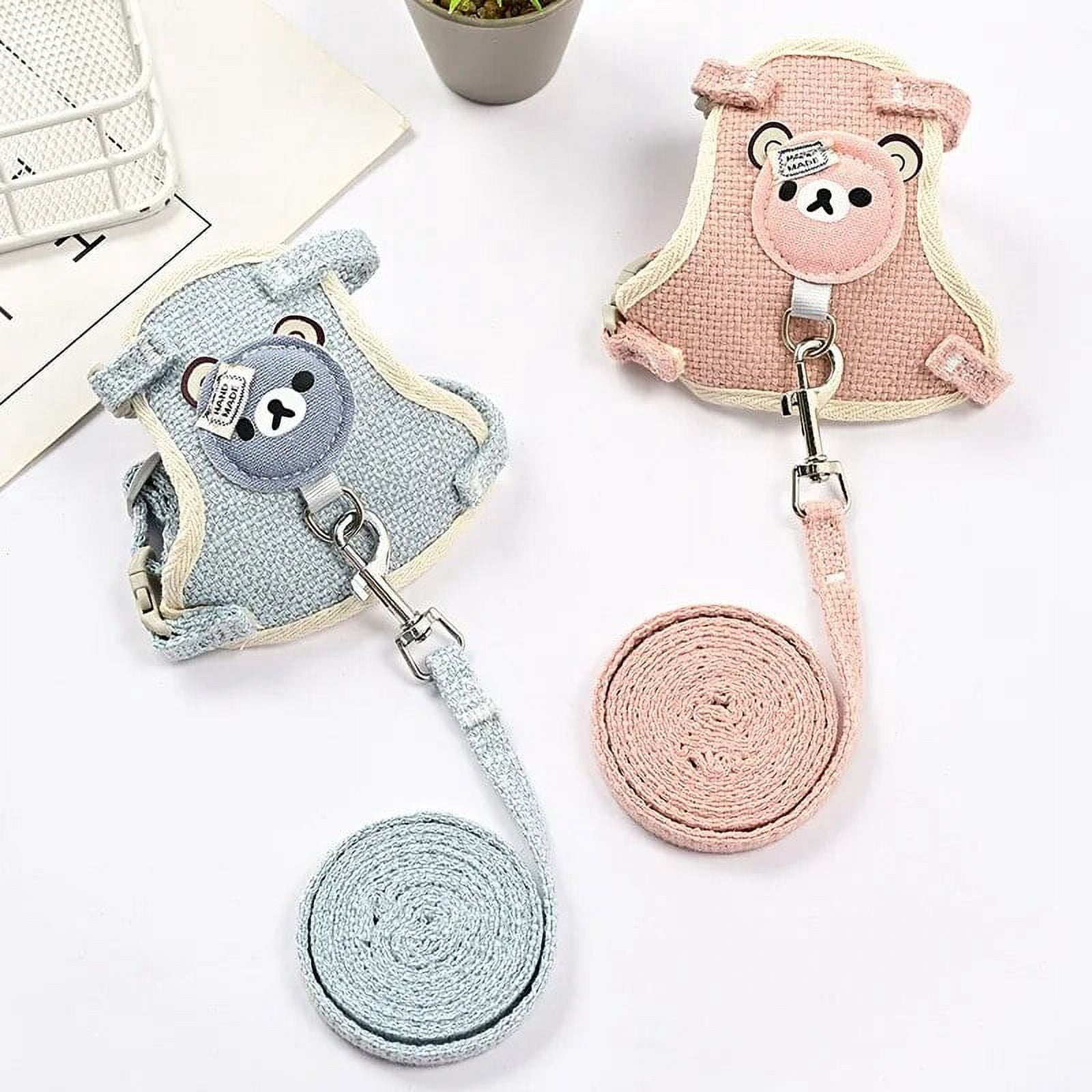 Dog Harness Leash Collar Set Adjustable Soft Cute breathable Cat Harness for Small Medium Pet Collar Leash Outdoor Walking
