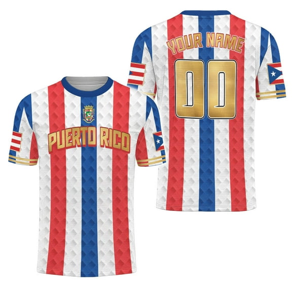 Custom Name Number Puerto Rico Soccer Jersey, Men Quick Dry Soccer Jersey, Football Uniforms for Team (S)