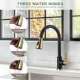 thumbnail image 2 of LAICAIW Stainless Steel Kitchen Faucet with Sprayer, High Arc Single Handle Kitchen Faucet for Sink 1 or 3 Hole, Modern Kitchen Sink Faucet with Deck Plate and 1/2" Adapter (Black and Gold), 2 of 7