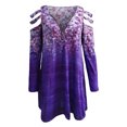 thumbnail image 4 of Vestido suelto con estampado en la espalda y hombros descubiertos de manga larga con cuello en V informal para mujer Pompotops hdfakjf7207, 4 of 5