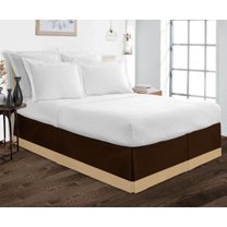 D.N.G. BEDDINGS 1 Piece Split Corner Two Tone Tailored Bed Skirt, Twin Size 10 Inch Deep Pocket, 800 Thread Count, 100% Egyptian Cotton, Solid Chocolate/Taupe Color.