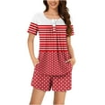 thumbnail image 1 of Jamicy Pyjama Aguichant pour Femmes Mode Décontractée Ample Rayé Imprimé Col Rond Boutons Shorts Manches Courtes Ensemble de Pyjama Confortable pour Dames, 1 of 7
