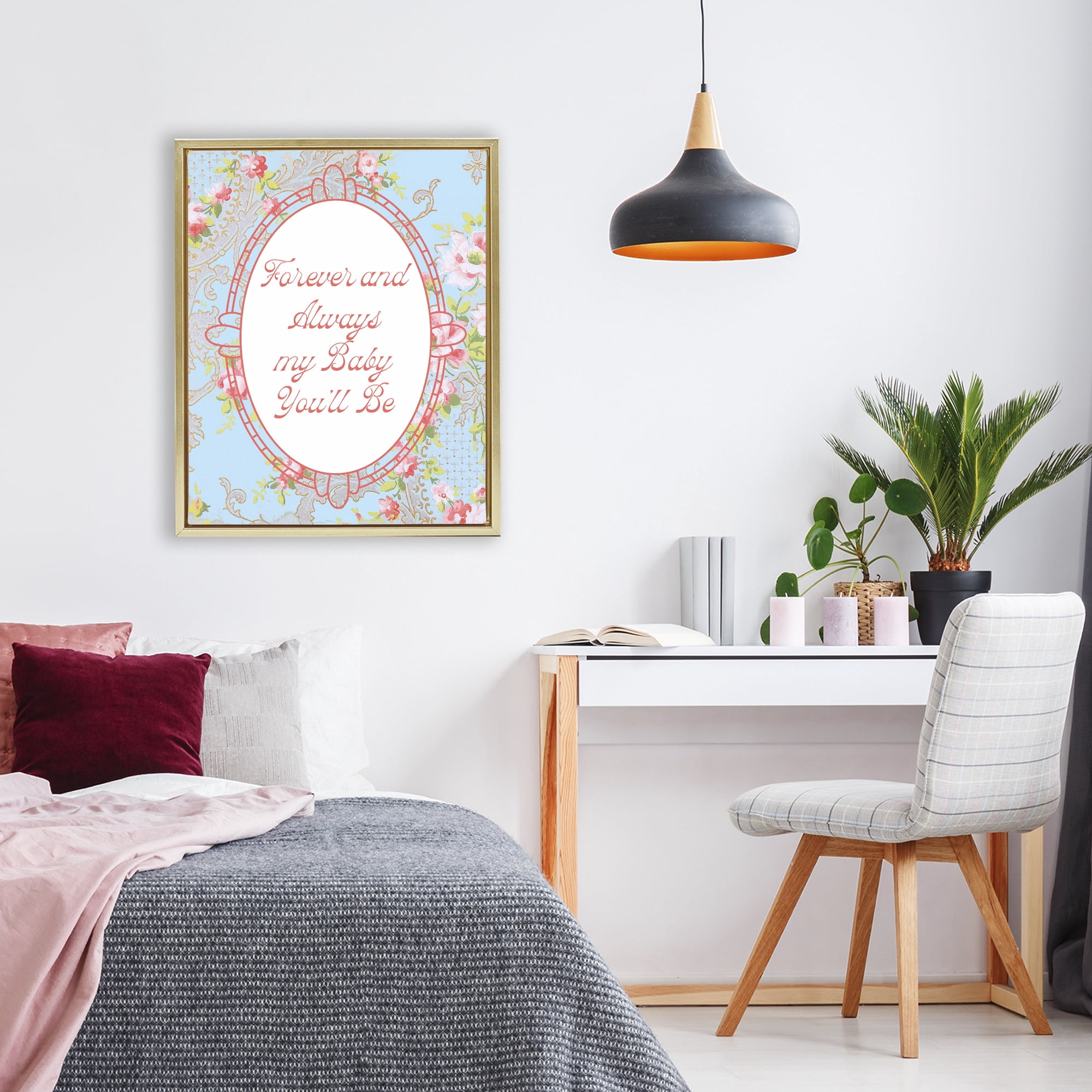 Stupell Industries Forever And Always My Baby Gold Framed Floater Canvas Wall Art, design by Lil' Rue