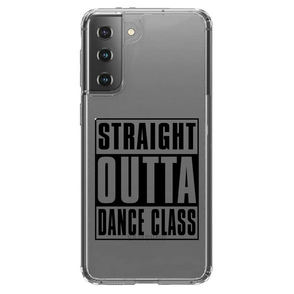 DistinctInk Clear Shockproof Hybrid Case for Galaxy S21 5G (6.2" Screen) - TPU Bumper Acrylic Back Tempered Glass Screen Protector - Straight Outta Dance Class