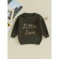 thumbnail image 2 of Bslissey Little Girls Boys Knitted Sweater Toddler Long Sleeve Letter Embroidery Crew Neck Pullovers Kids Loose Warm Knitwear Tops for Casual Daily 18M-5T, 2 of 8