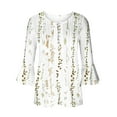 thumbnail image 4 of Aloohaidyvio Tops Clearance,Womens Summer Tops Fold Printed Regular 3/4 Sleeves V Neck Button Blouse, 4 of 5