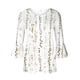 thumbnail image 4 of ICHUANYI ClearanceWomen‘s Summer Sexy Fold Printed Regular Women 3/4 Sleeves V Neck Button Tops Blouse(Beige, M) ICHUANYI WER20232080505129, 4 of 5