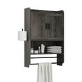 thumbnail image 3 of GZXS Over-The-Toilet Wall Cabinet with Double Doors, Open Storage, Adjustable Shelf, Roll-Paper Holder & Dual Towel Bars, Modern Bathroom Medicine Cabinet Organizer (Gray), 3 of 7