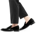 thumbnail image 4 of Men's Velvet Loafers Classic Patent Leather Tuxedo Dress Shoes for Weddings Formal Events Stylish Comfortable Slip-Ons for Men, Black/65, 11 US, 4 of 5