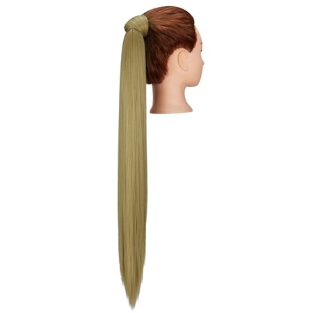 LELINTA 20/28 Inch Afro Long Straight Ponytail Extension Magic Paste Clip in Wrap Around Synthetic Wrap Drawstring Ponytails Hairpiece for Women (Brown)
