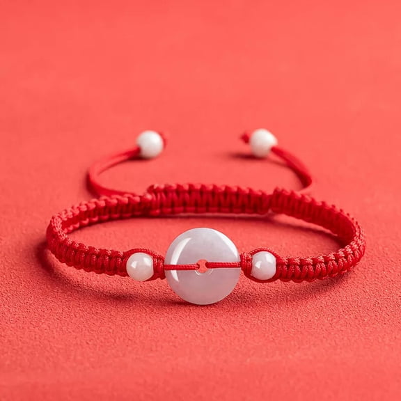 K-KED Natural Jadeite Safety Buckle Bracelet Women's Red Adjustable Bracelet