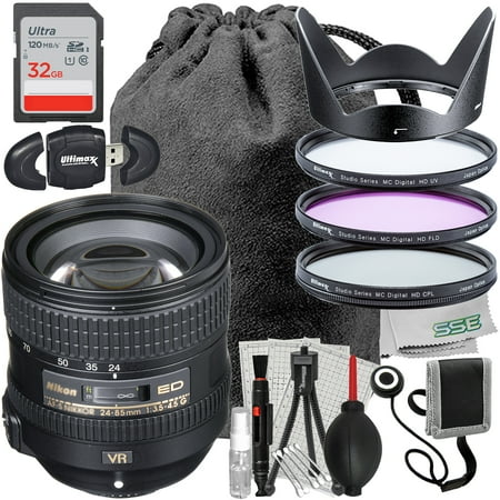 Ultimaxx Essential Nikon AF-S NIKKOR 24-85mm f/3.5-4.5G ED VR Lens Bundle - Includes: 3PC Protective Filter Kit (UV CPL FLD) Lens Hood & More