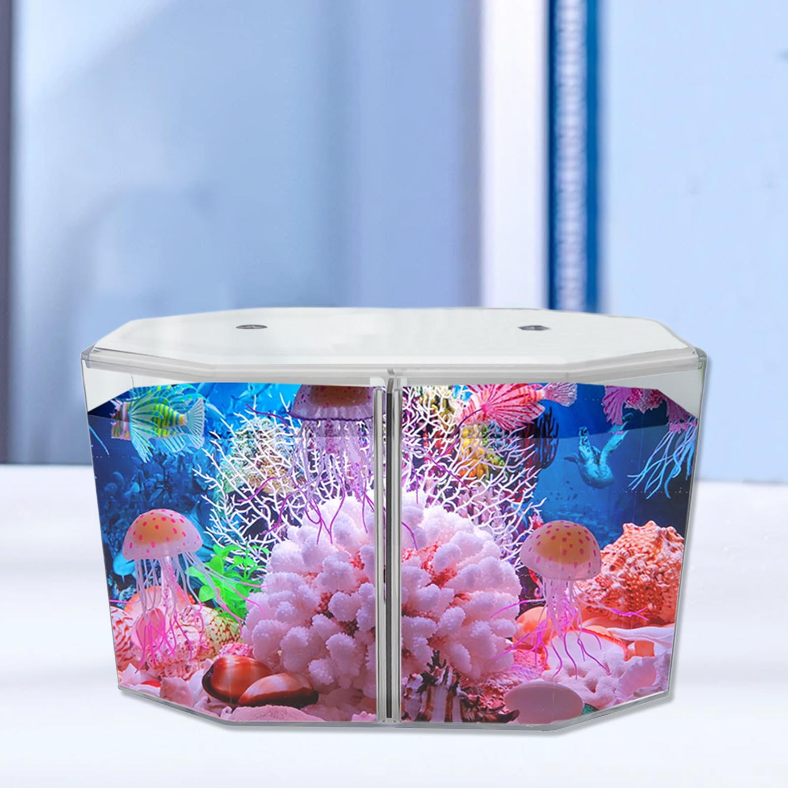 Bvdfgk Small Beta Aquarium Fish Tank Removable Dividers Incubator Transparent Stackable Betta Bowl Home Decoration for Shrimp Guppy Jellyfish