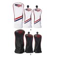 thumbnail image 4 of 3 Pieces Golf Club Head Cover Leather Removable Headcover Sporting Waterproof Practice Protector Replacement Removable Reusable Headcover Case Sleeve White, 4 of 7