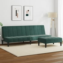 vidaXL 2-Seater Sofa Bed with Footstool Dark Green Velvet