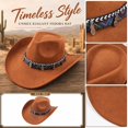 thumbnail image 5 of Qwertyu Wide Brim Western Cowboy Cowgirl Hat with Wind Lanyard Felt Fedora Hat for Men Women Orange, 5 of 6